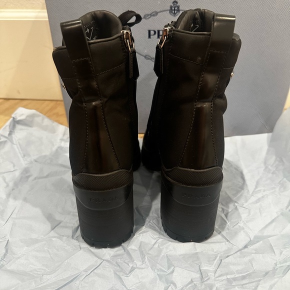 Prada Women's Calzature Donna Re Nylon Combat Black Lace-Up Ankle Boots Size 35 - Picture 5 of 10